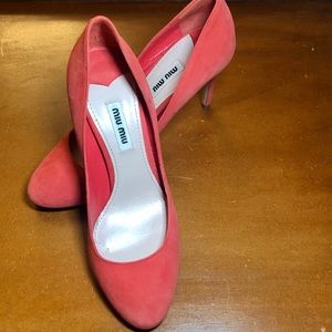 36 1/2 Melon Suede Miu Miu Pumps